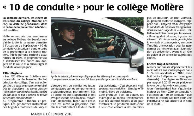 Prévention et sécurité- opération 10 de conduite