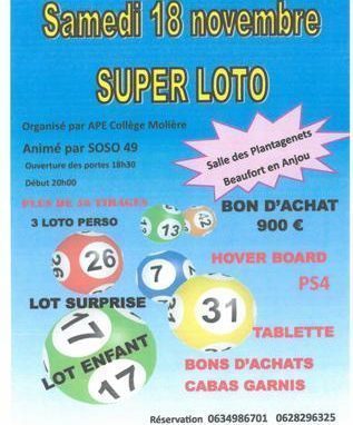 SUPER LOTO DU COLLEGE SAMEDI 18 NOVEMBRE