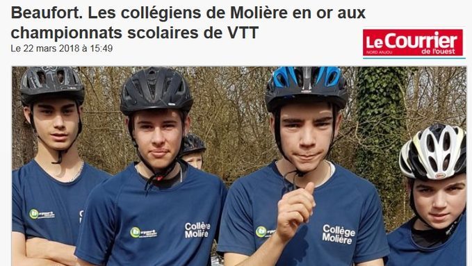 UNSS- Une équipe du collège championne départementale de VTT